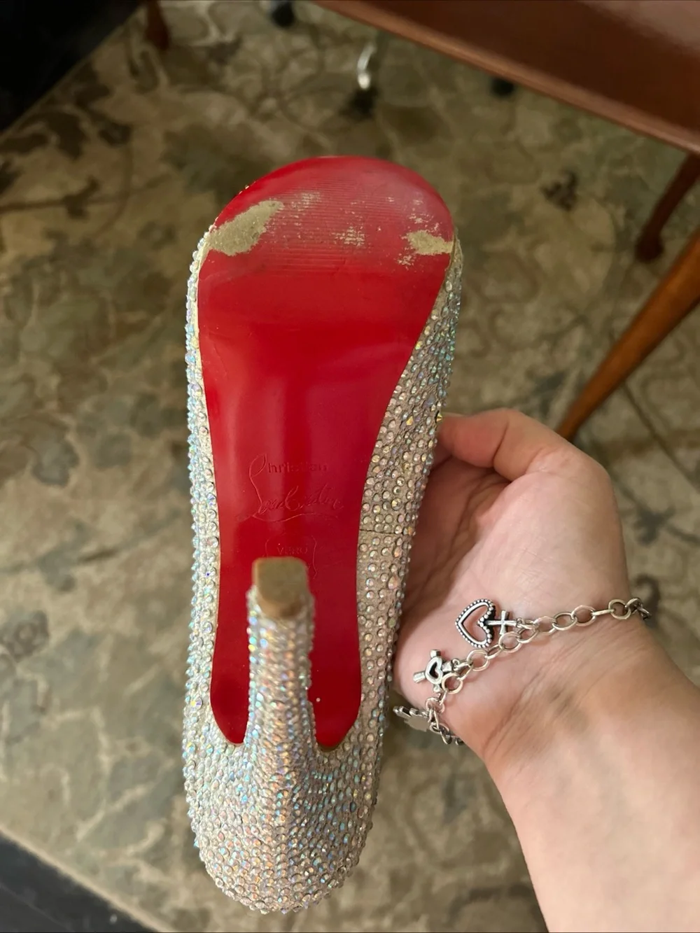 Christian Louboutin Iridescent Crystal Pointed Toe Pumps